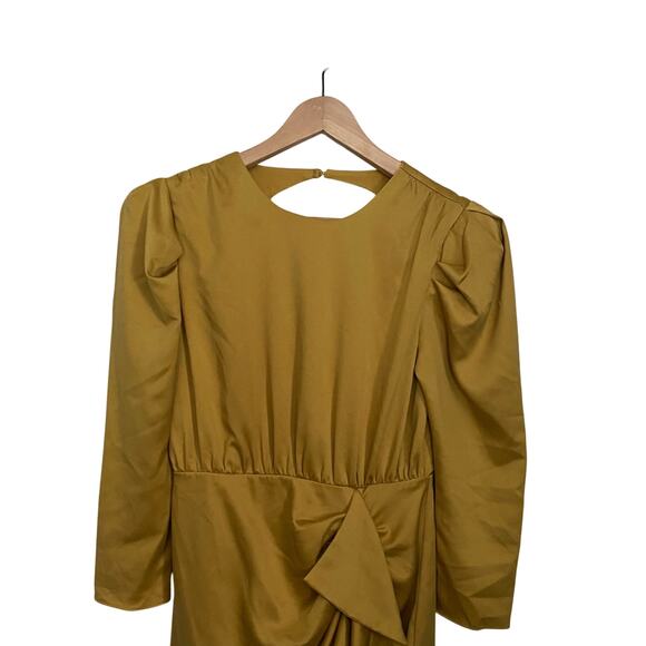 Revolve NBD Dress Flounce Flouncy Ruffle Long Sleeve Open Back Yellow Draped - Picture 9 of 9